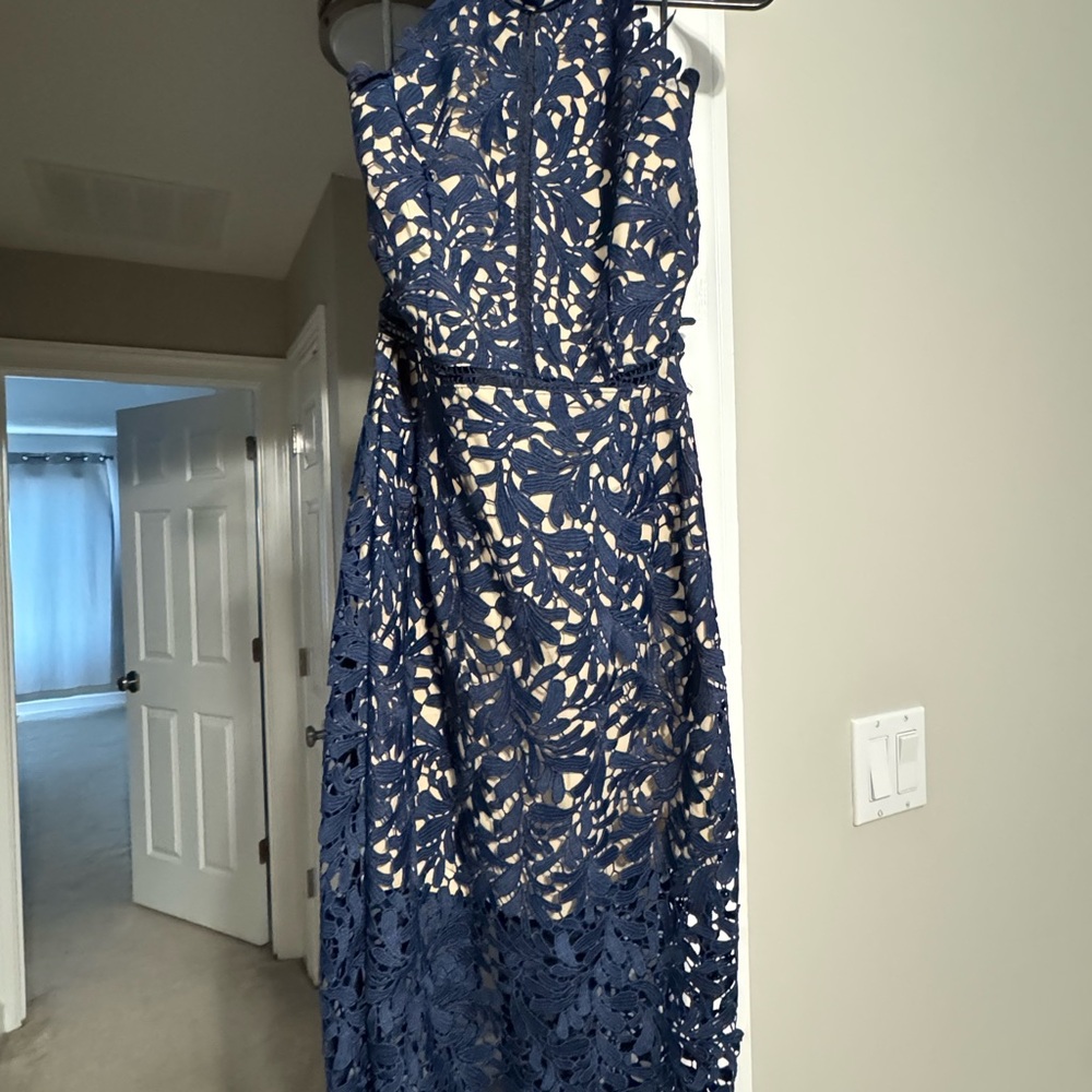 Elegant Navy Lace Dress